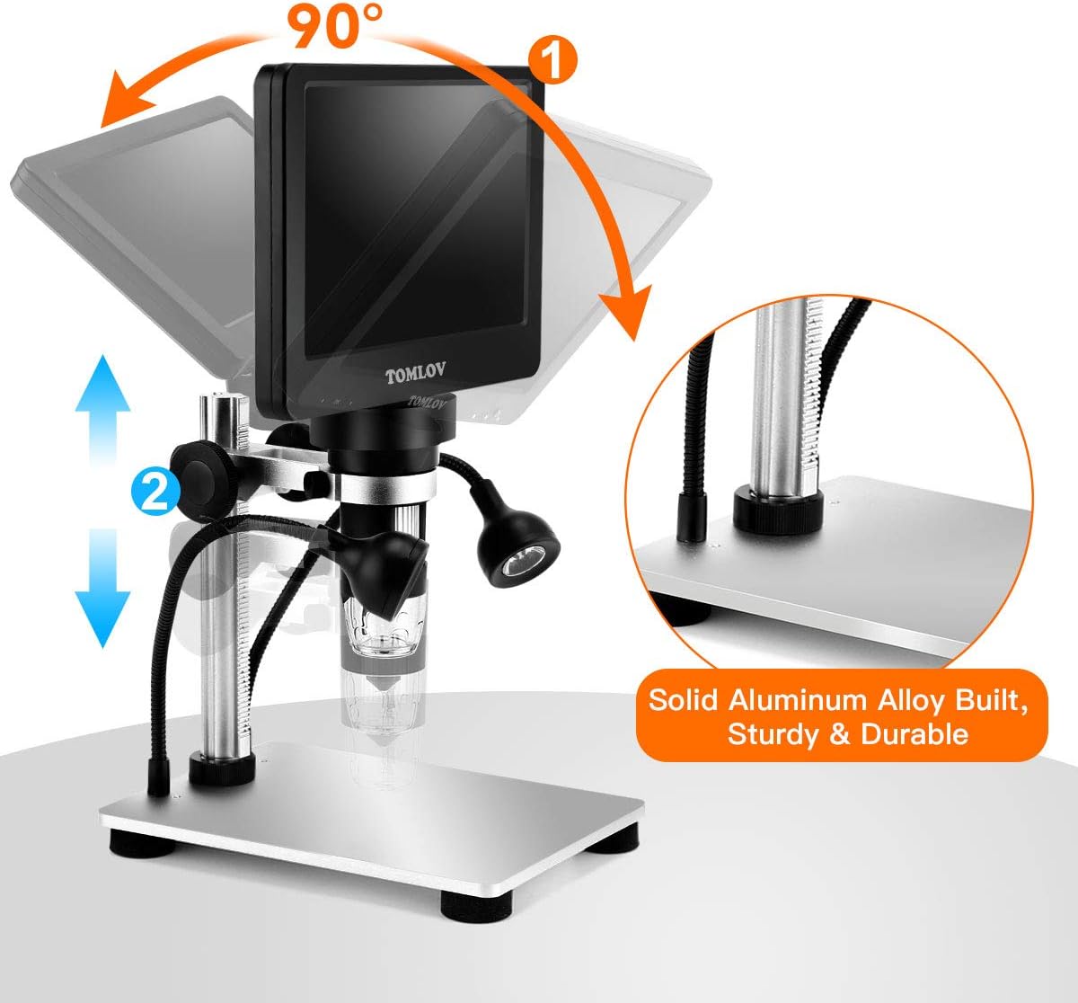 7" LCD Digital Microscope 1200X 1080P Video Microscope with Metal Stand N80822