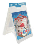 White Plastic A-Frame Sign Stand with 2 Non-Glare Lenses H375