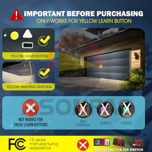Yellow Learn Button Garage Door Opener Remote (2Pack) P4478