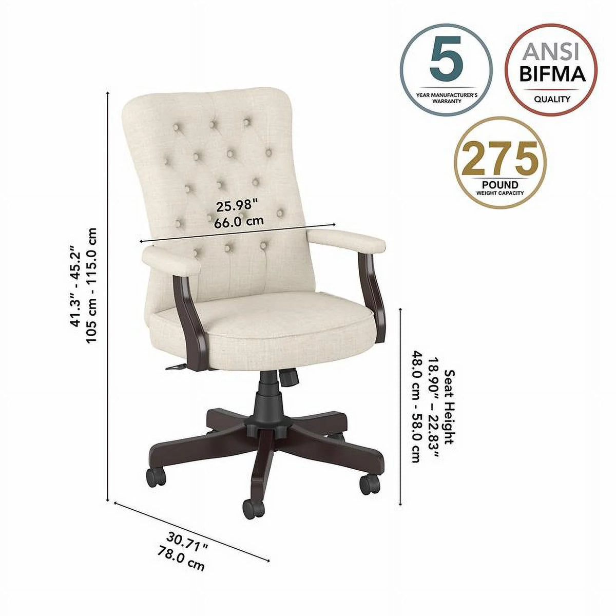 High Back Fabric Office Chair with Arms in Cream M173790