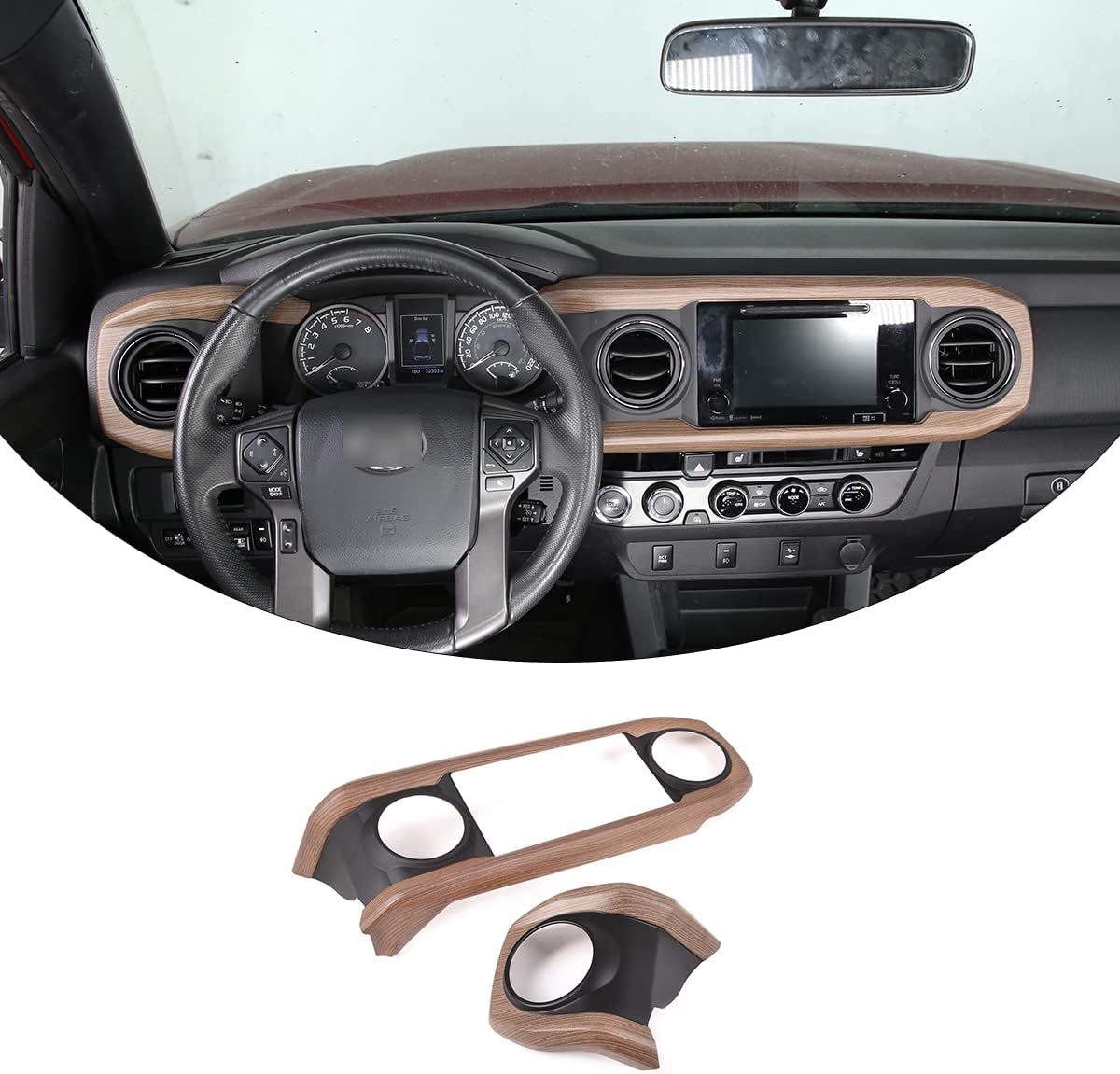 Car ABS Dashboard Panel Cover Trim Stickers Red Black Pack of 2 L25727