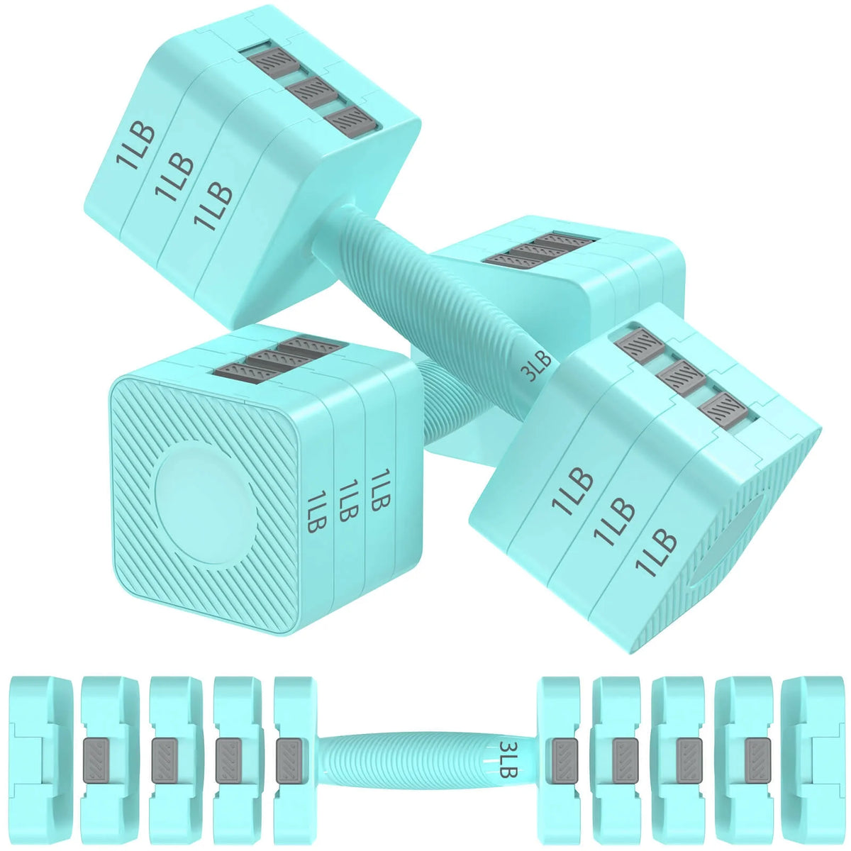 Adjustable Dumbbells Set of 2, 5 Levels 3lb-11lb S169471