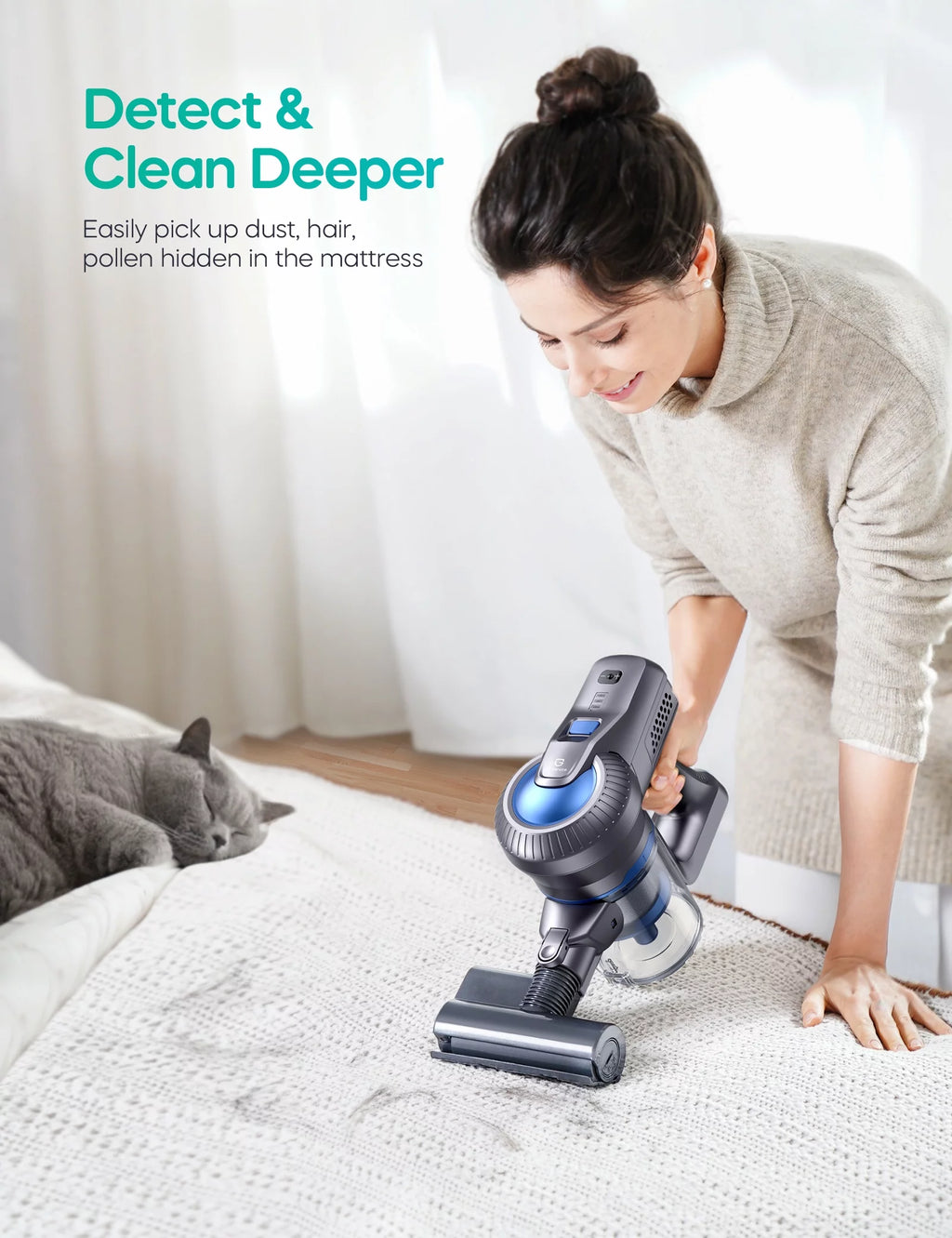 Cordless Vacuum Cleaner, 4 in 1 Handheld Lightweight Blue Q679762