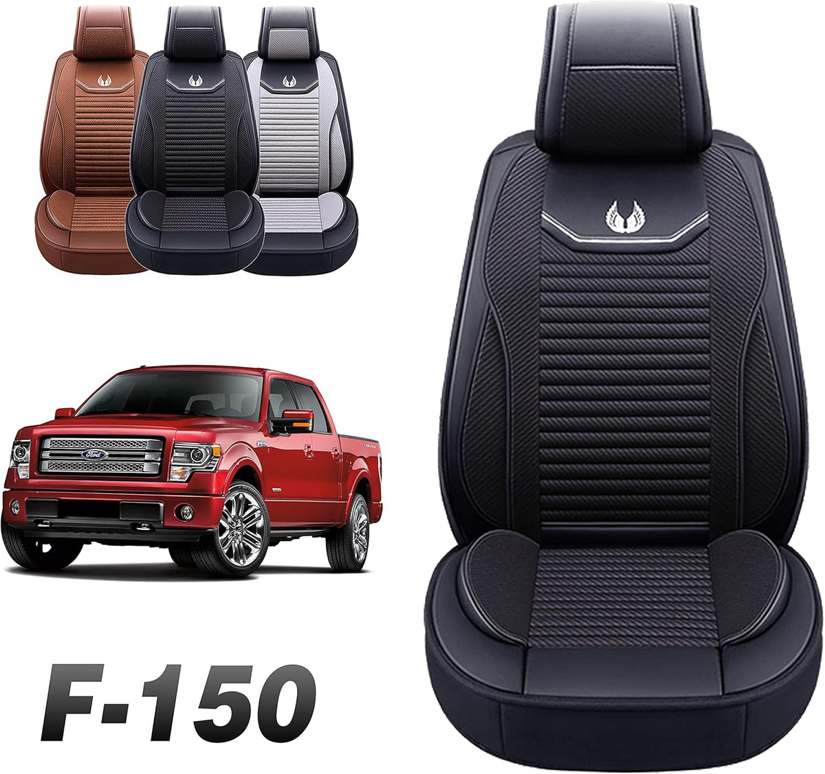 Gray Fabric Seat Covers for Ford F-150 F-250 F350 Front Pair S6400