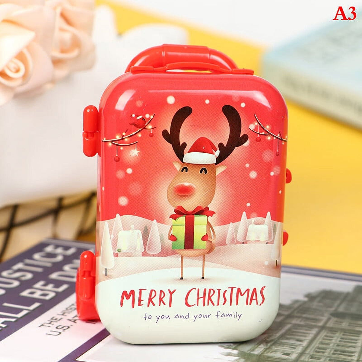 Mini Christmas Suitcase Dollhouse Decor T297