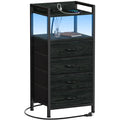 White Fabric Vertical Dresser with Charging Station T9993