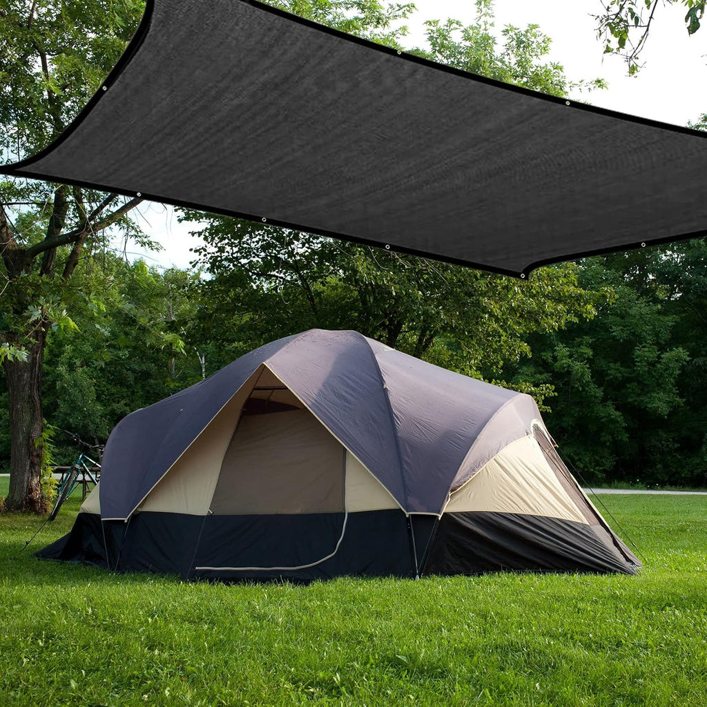 70% Heavy-Duty Mesh Tarp 8ftx16ft Black Shade Cloth Pack of 2 E764