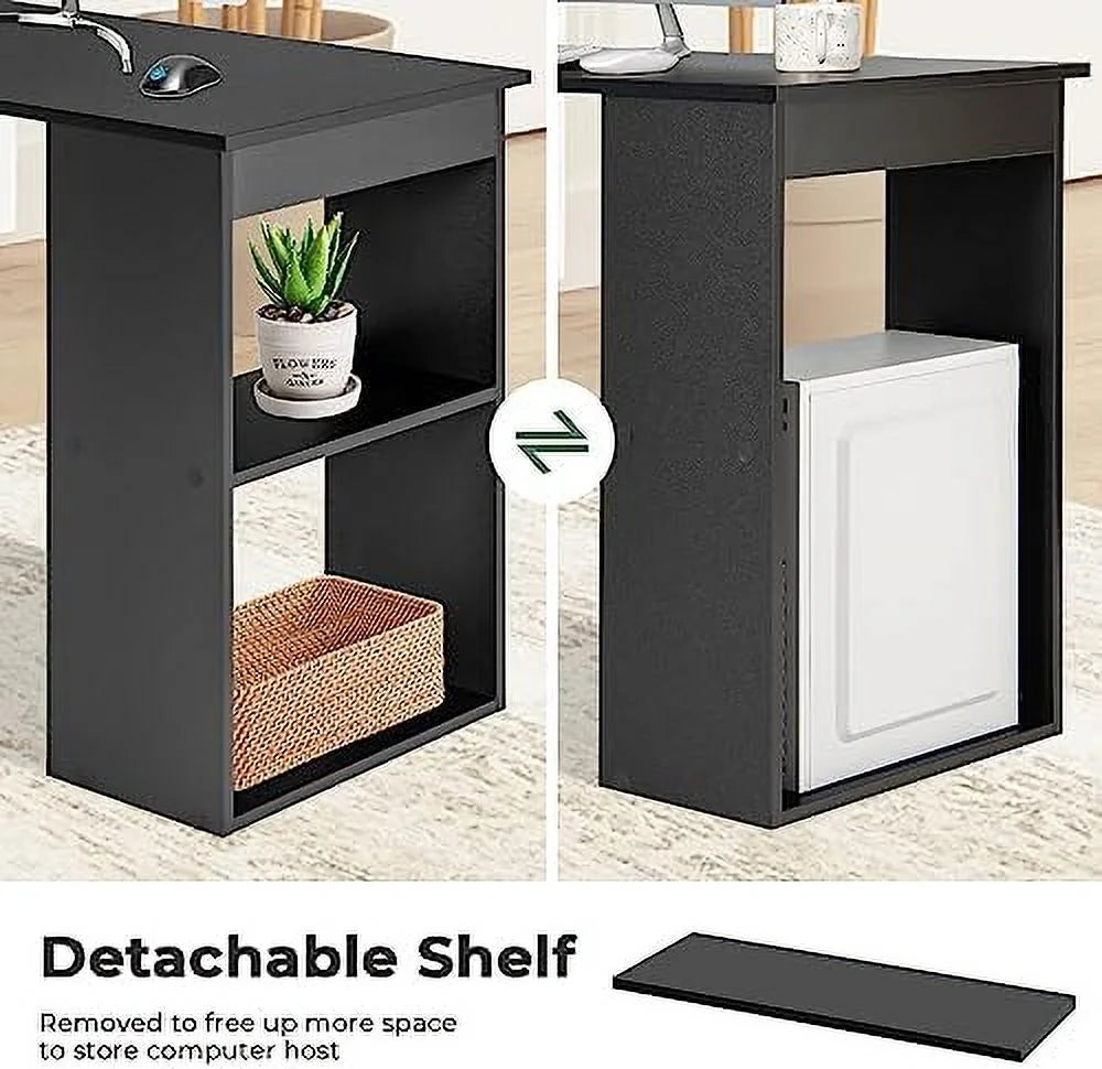 48 Inch Computer Desk with Bookshelf and CPU Stand Y71066