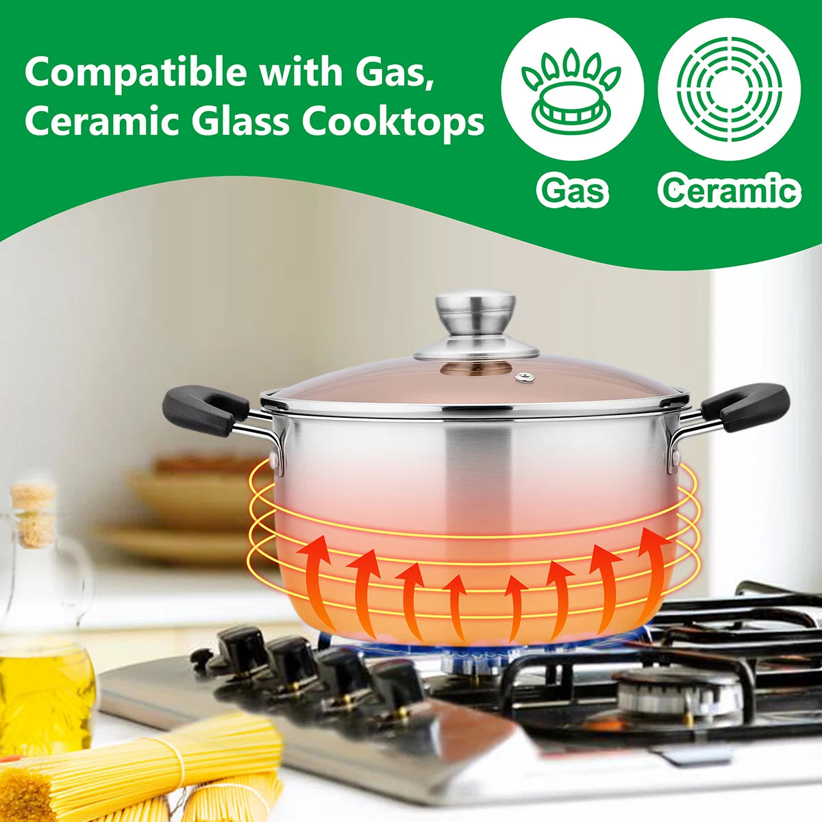 6 Quart Stainless Steel Stock Pot with Glass Lid O737193