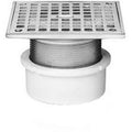 6x22 ABS Adjustable Commercial Drain with Chrome Square Grate F4076