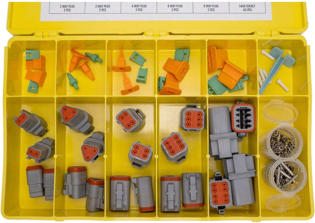Gray Automotive Electrical Connectors 14-20 Gauge 125 Piece Kit with Crimp Tool G8866