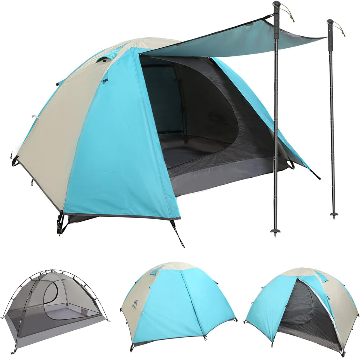 2 Person Ultralight Waterproof Double Layer Dome Camping Tent H52603