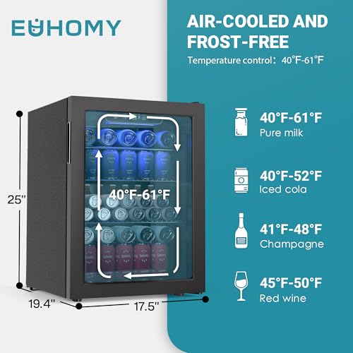 100 Can Beverage Refrigerator Mini Fridge with Glass Door, 2.7 cu.ft O596074