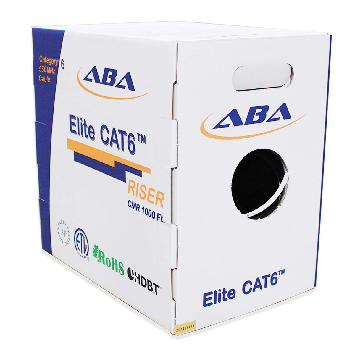 White 1000ft Cat6 Riser UTP 23AWG Bare Copper Ethernet Cable T911368