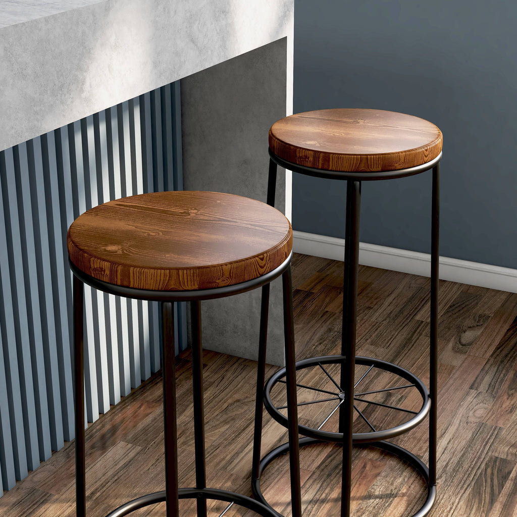 Rustic Metal Barstools Set of 2 Q320209