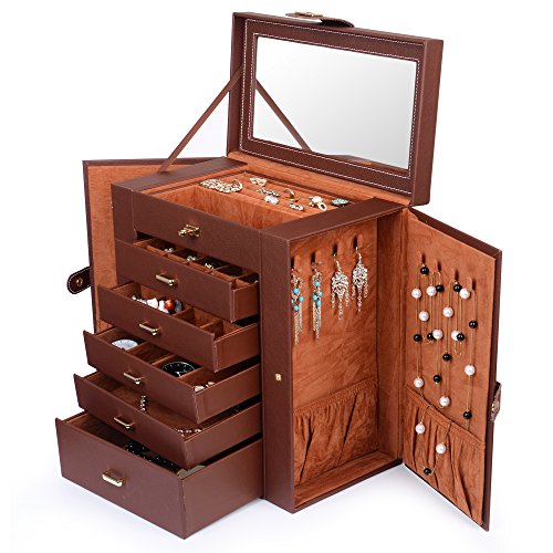 Extra Large 6 Tier 5 Drawers Jewelry Box with Mirror G529