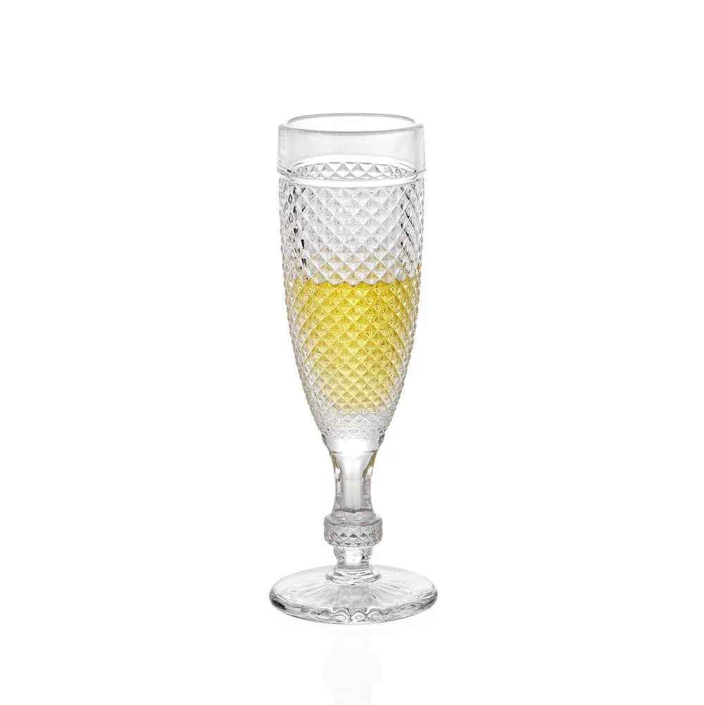 5.1 oz Set of 6 Clear Glass Champagne Flutes B4673