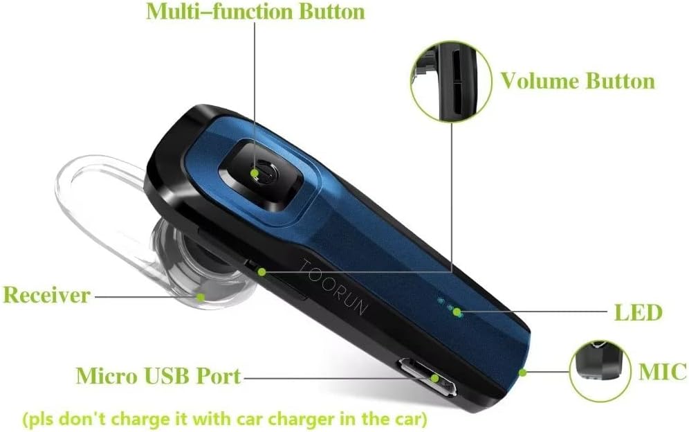 Blue Bluetooth Wireless Earpiece with Microphone P9620