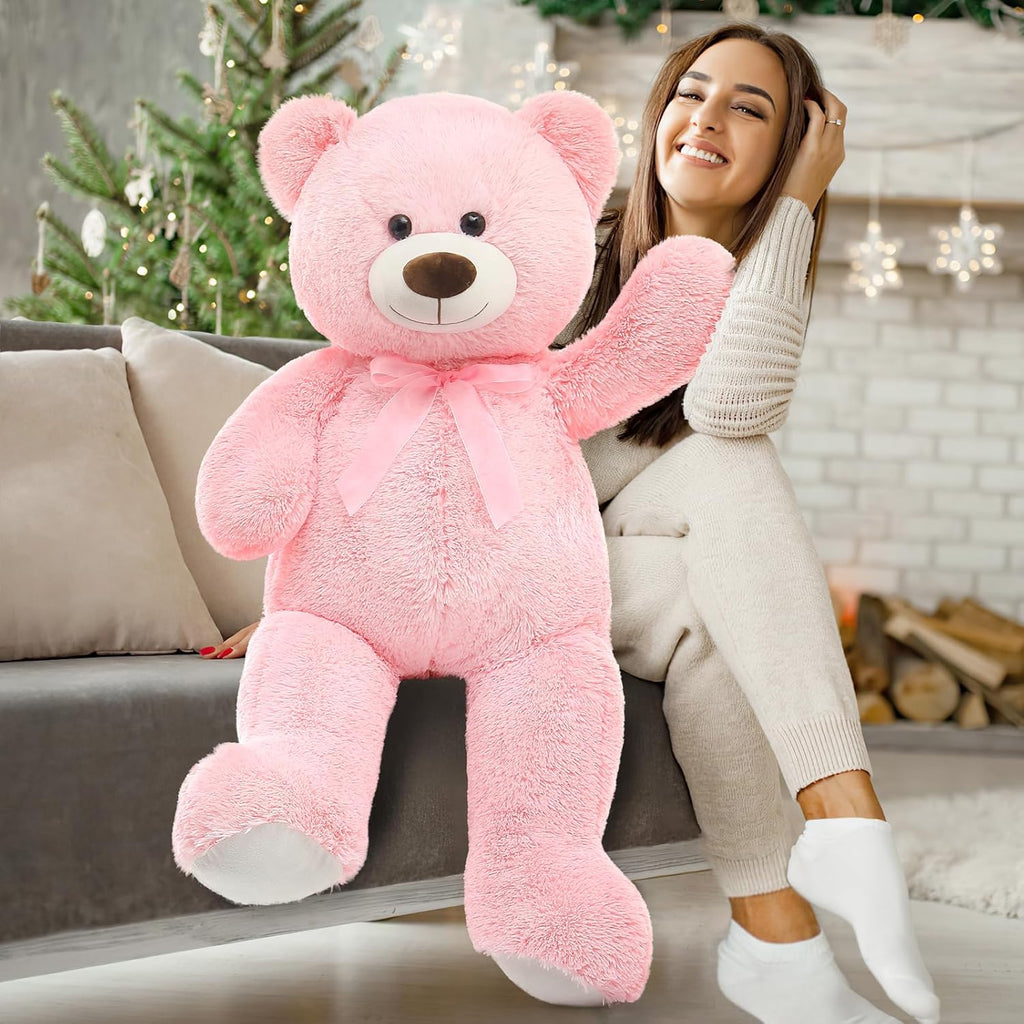 35.4'' Large Pink White Teddy Bear Plush Toy V4019