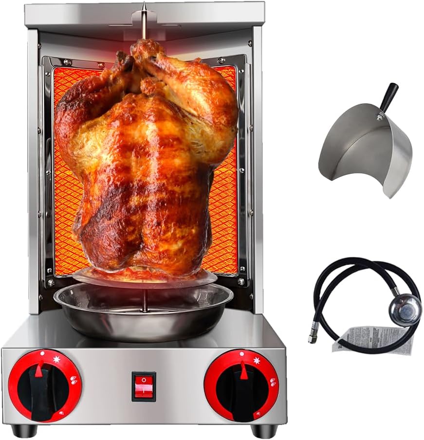 Gas Vertical Doner Kebab Machine with 2 Burner and Meat Catch Pan A2227