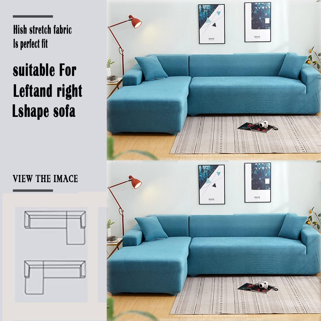 Royal Blue Polar Fleece Stretch Slipcover for Sectional Sofa S924214