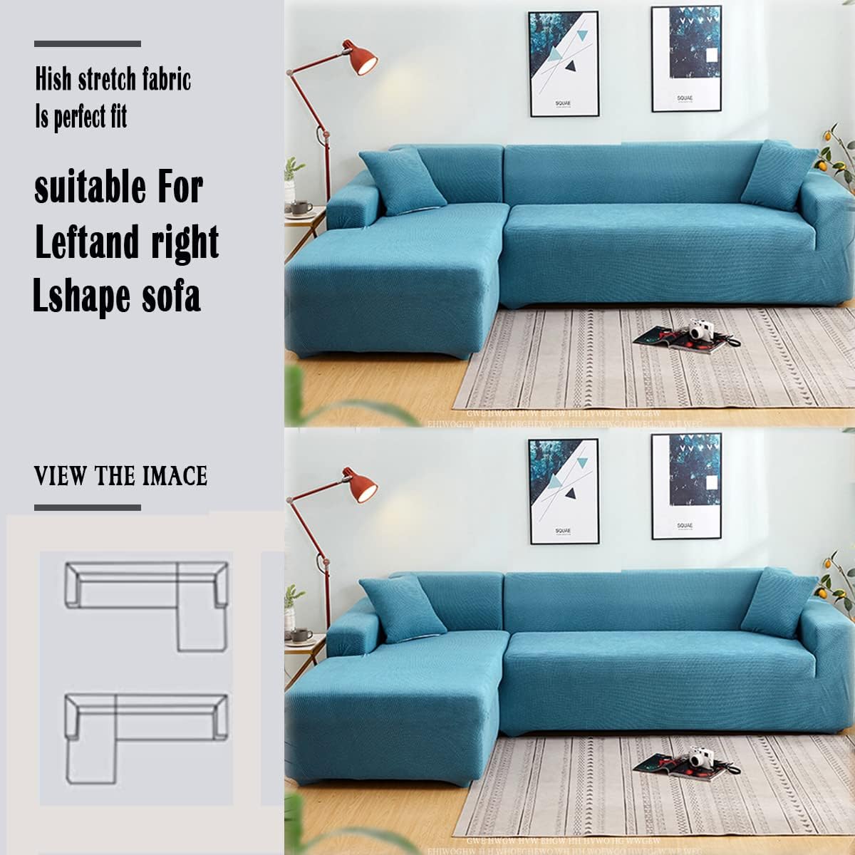 Royal Blue Polar Fleece Stretch Slipcover for Sectional Sofa S924214