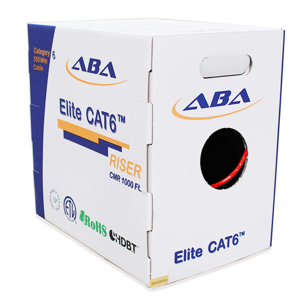 White 1000ft Cat6 Riser UTP 23AWG Bare Copper Ethernet Cable T911368
