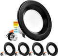 4 Inch LED Recessed Can Lights, Color Selectable Dimmable Black Trim (4 Pack) C38519