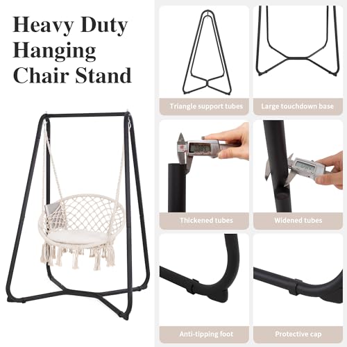 Grey Hammock Chair with Stand, 330 lbs Capacity W477747