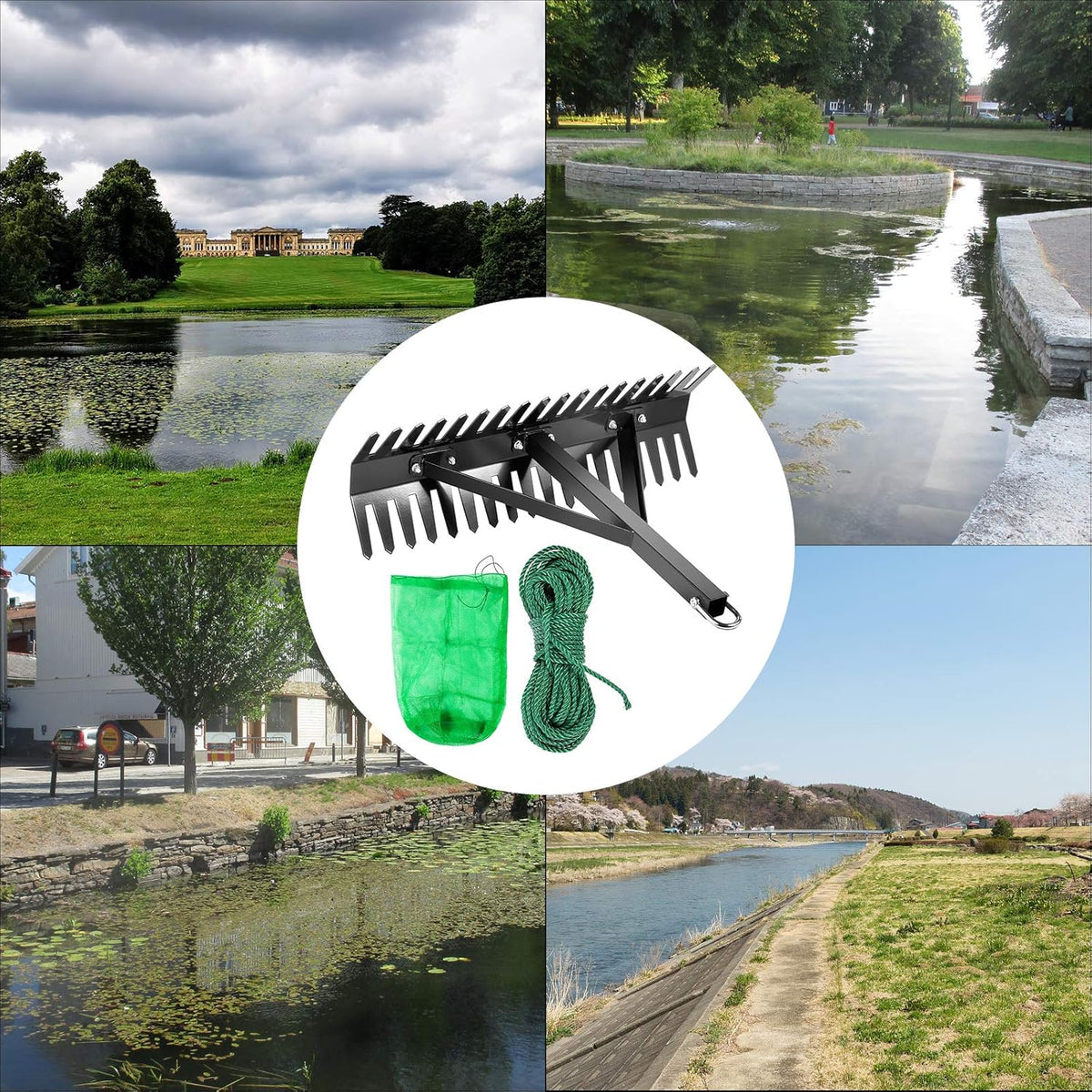 24 inch Double Sided Aquatic Weed Rake with 66 ft Rope Y35568
