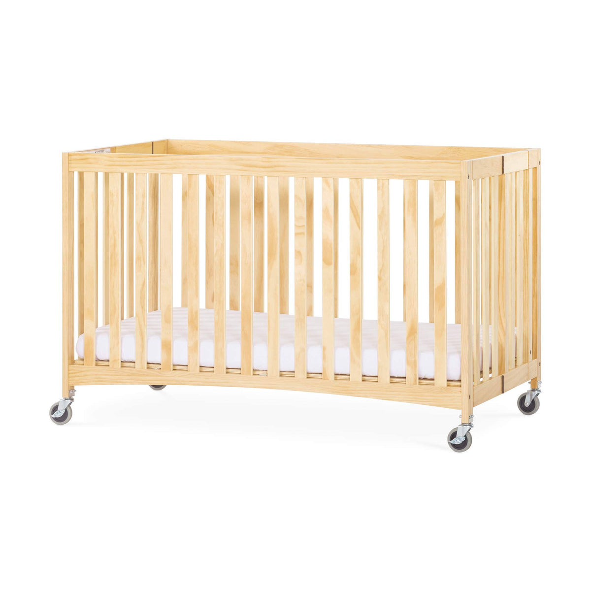 Full-Size Folding Wood Crib with Foam Mattress and Casters P4870