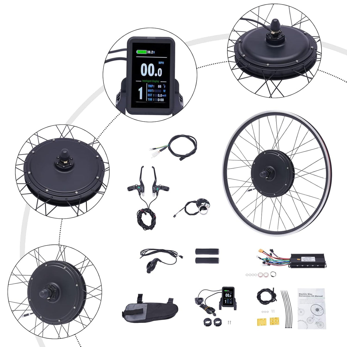 48V 1000W Electric Bicycle Front Hub Motor Conversion Kit S234915