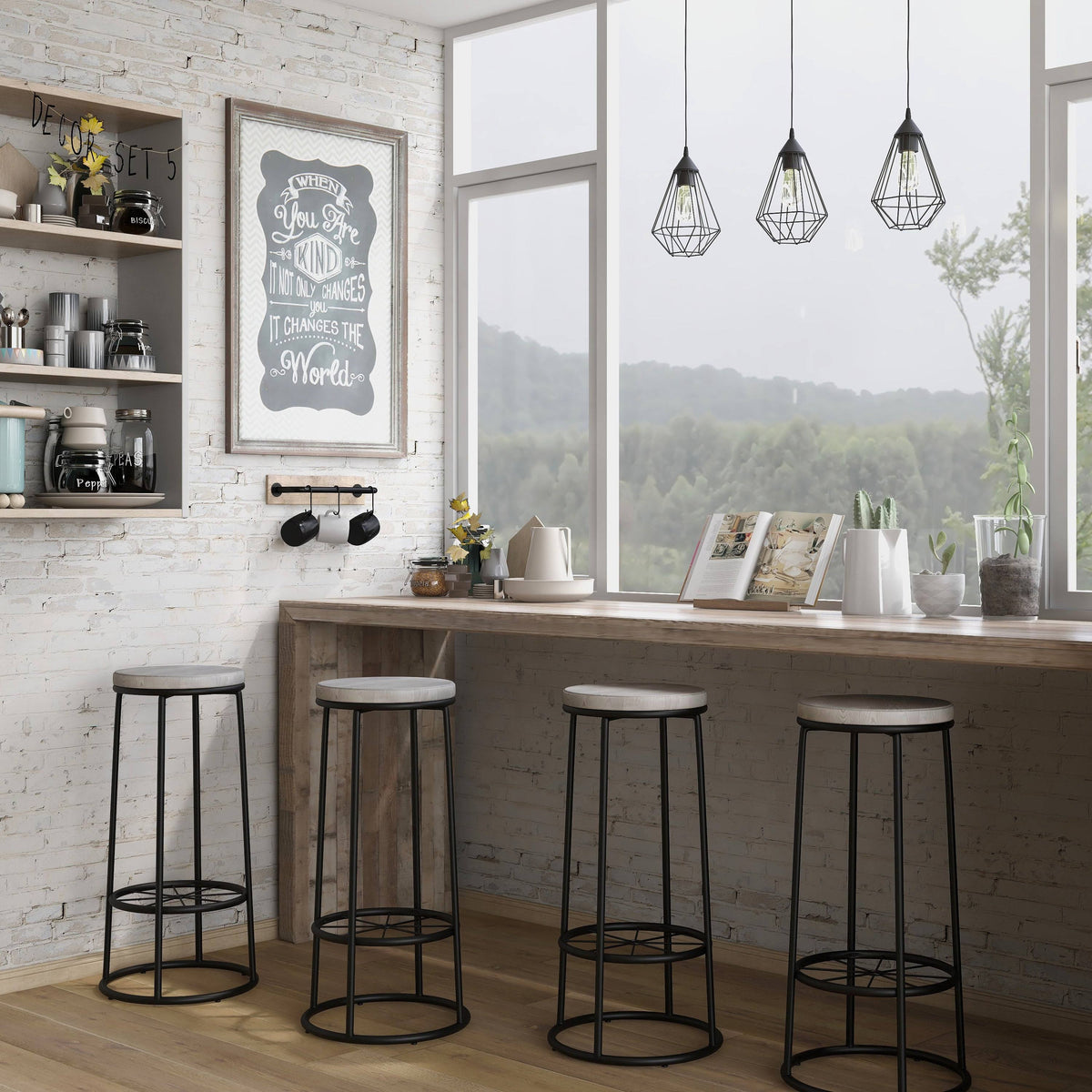 Rustic Metal Barstools Set of 2 Q320209