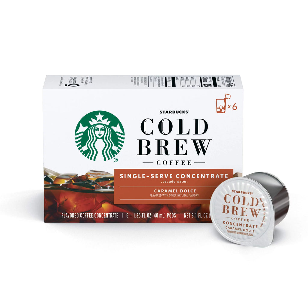 Cold Brew Coffee Caramel Dolce Flavored Coffee Concentrate Pods 6 Count K256