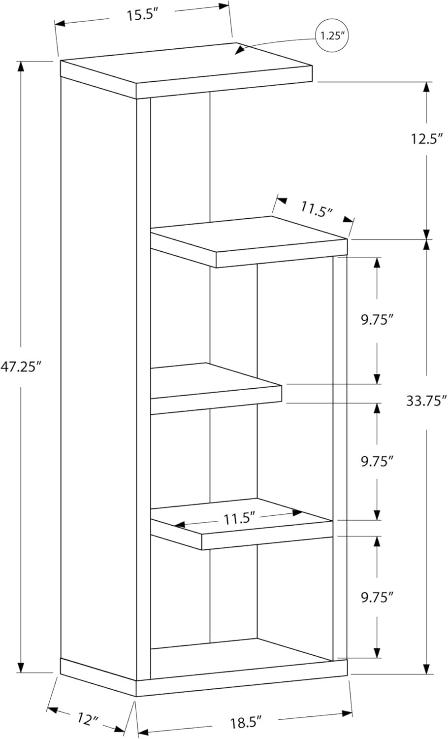 Dark Taupe Bookcase U28985