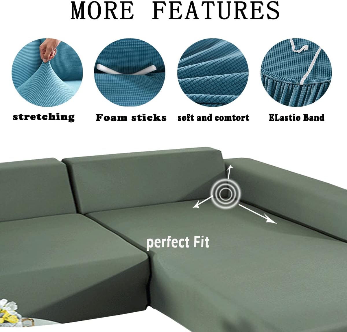 Royal Blue Polar Fleece Stretch Slipcover for Sectional Sofa S924214