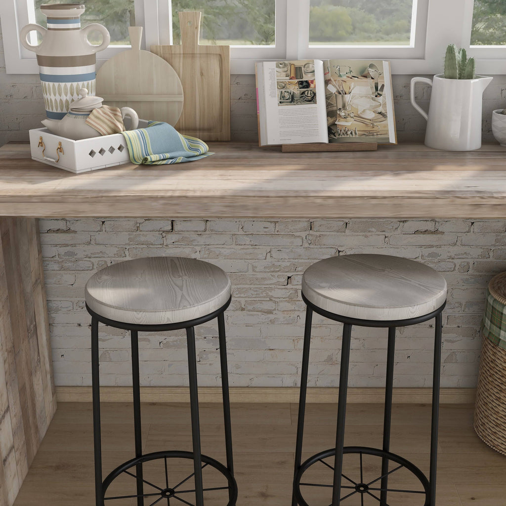 Rustic Metal Barstools Set of 2 Q320209