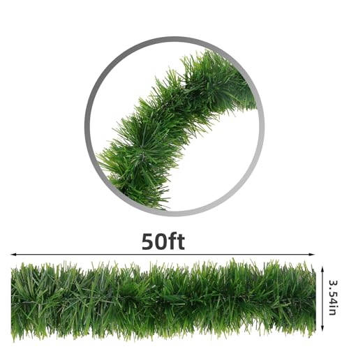 50 Ft Non-Lit Green Tinsel Garland L590
