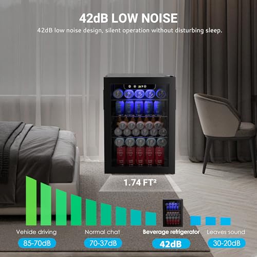 100 Can Beverage Refrigerator Mini Fridge with Glass Door, 2.7 cu.ft O596074
