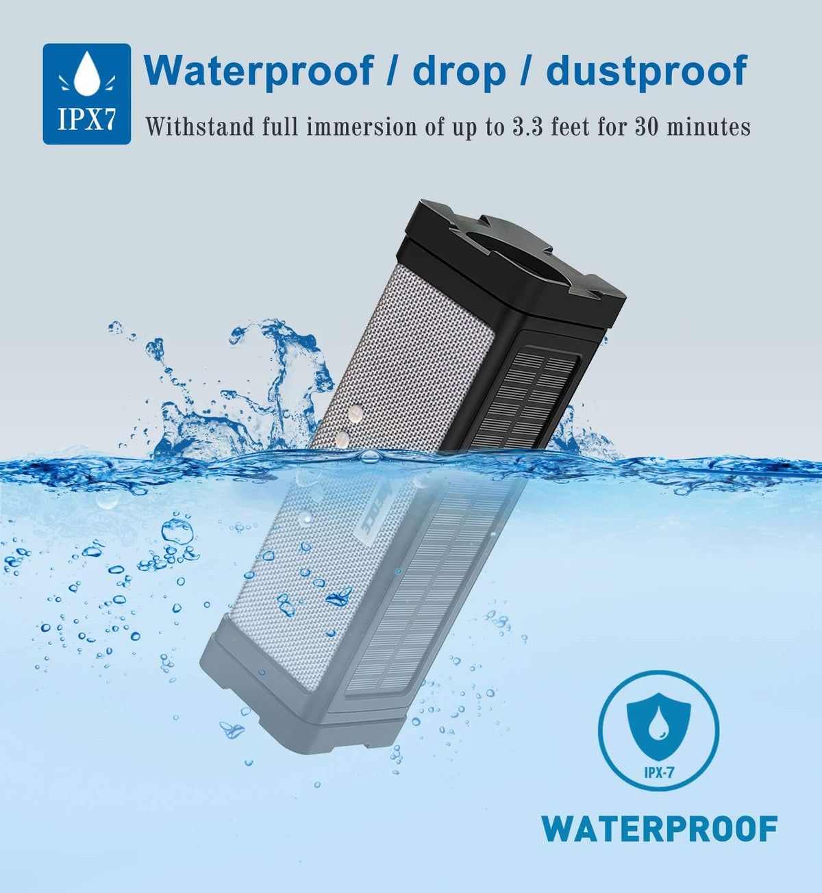 IPX7 Waterproof 20W Portable Bluetooth Speaker with 27 LEDs Y8687