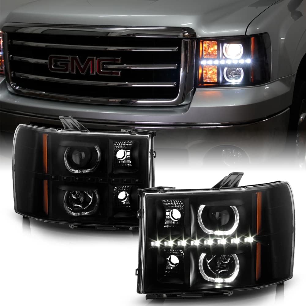 Black LED Projector Headlights Driver + Passenger Side A541447