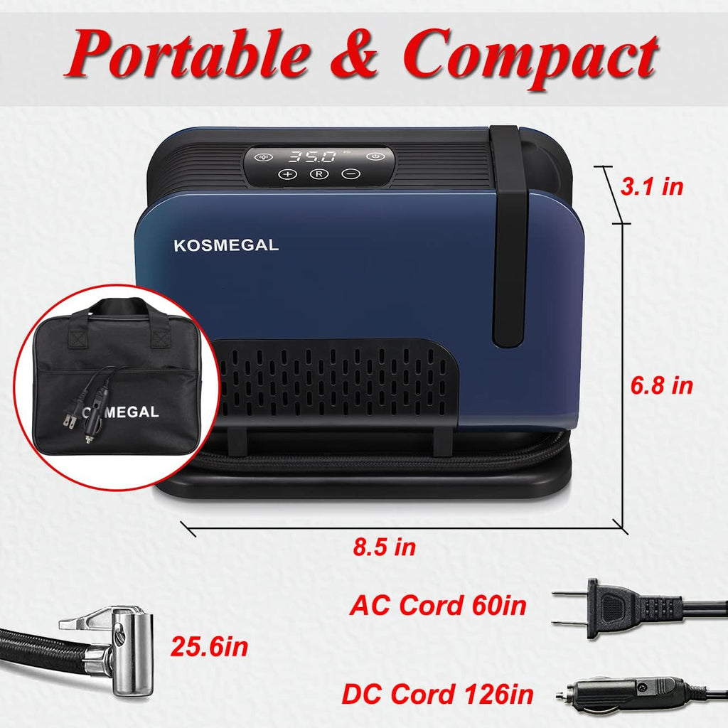 Blue Portable Tire Inflator Air Compressor with Digital Pressure Gauge N343448