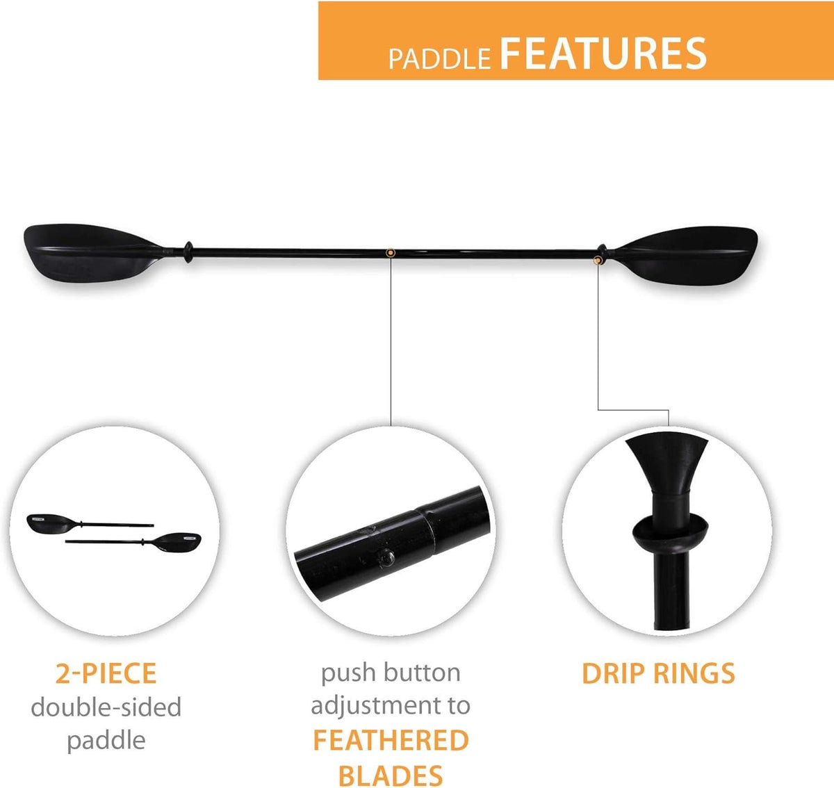 Black 86.6 inches Kayak Paddle K40364