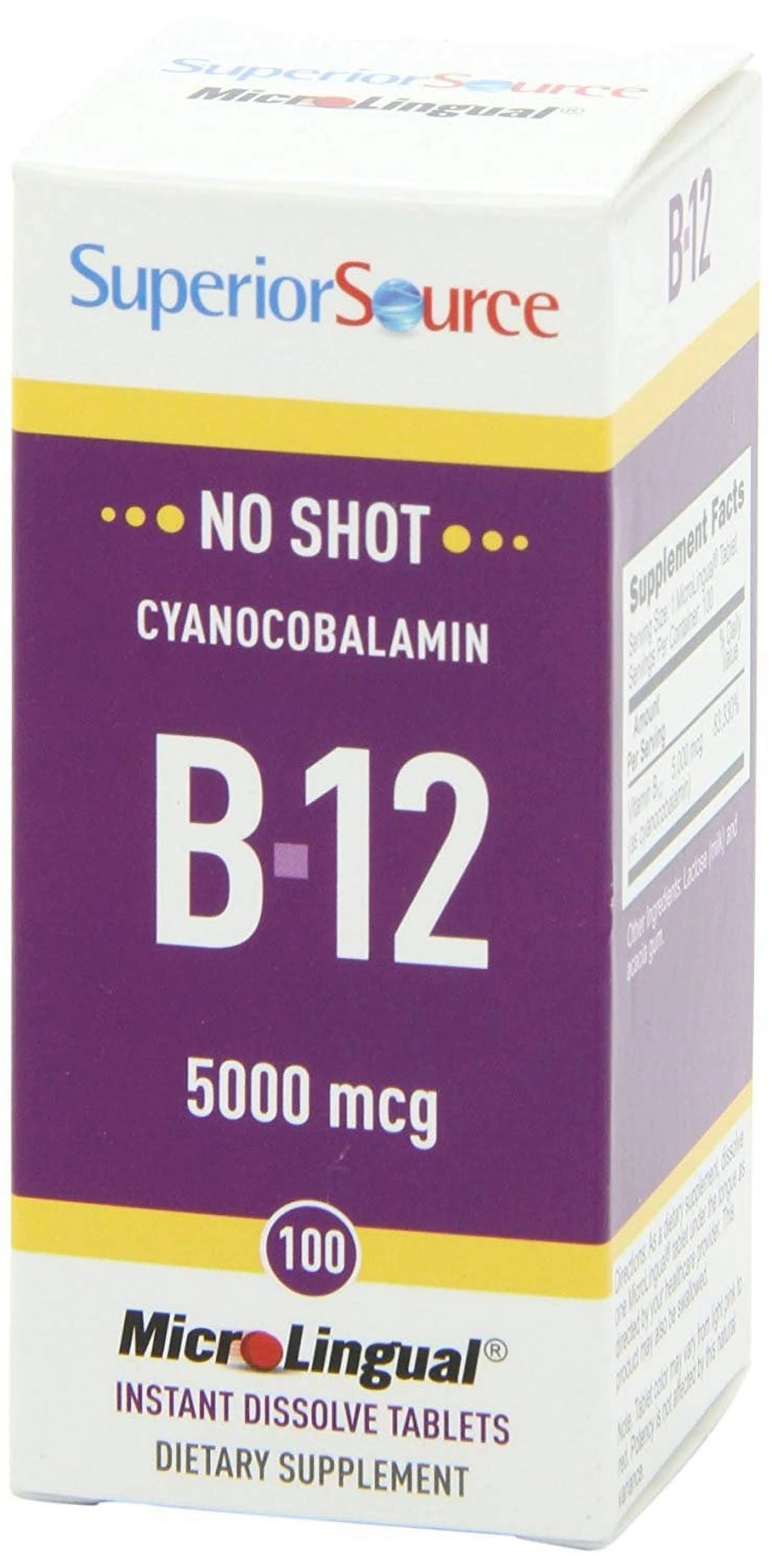 Vitamin B12 Tablets, 5000 mcg, 100 Count U3195