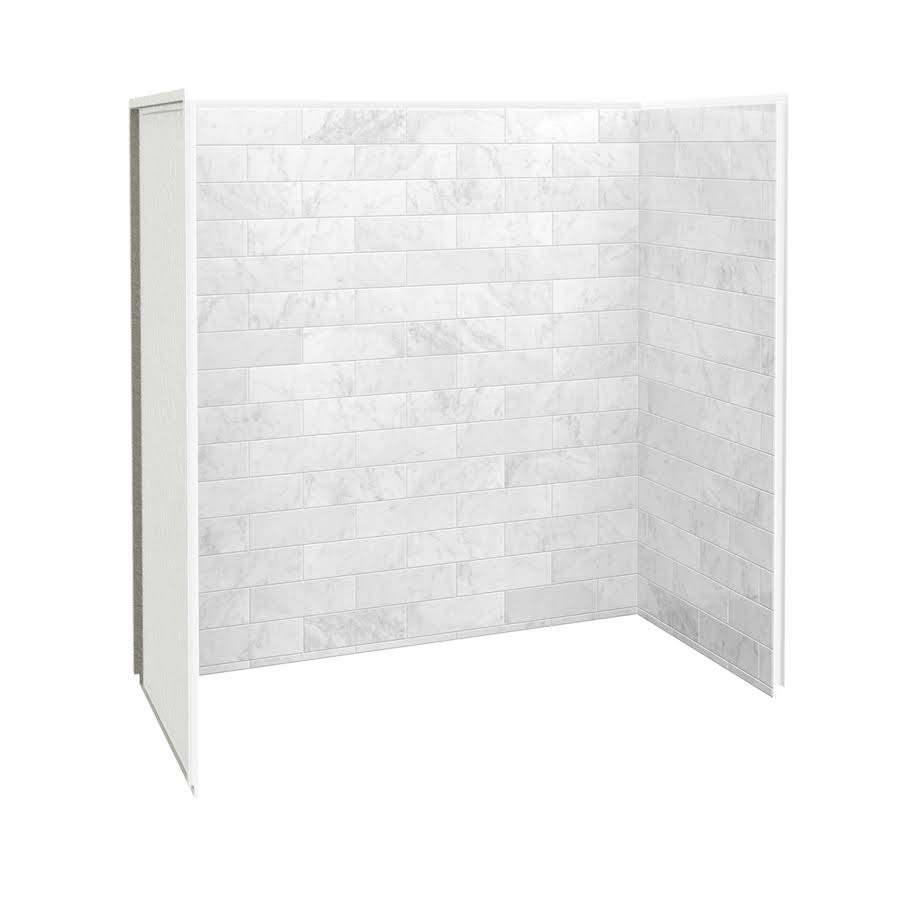 Marble Carrara Fiberglass/Plastic Composite Bathtub Wall Surround S1153