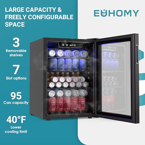 100 Can Beverage Refrigerator Mini Fridge with Glass Door, 2.7 cu.ft O596074