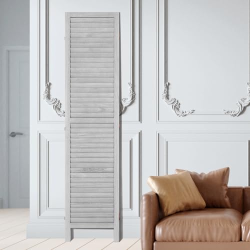 Light Grey 4 Panel Folding Wood Room Divider Q602