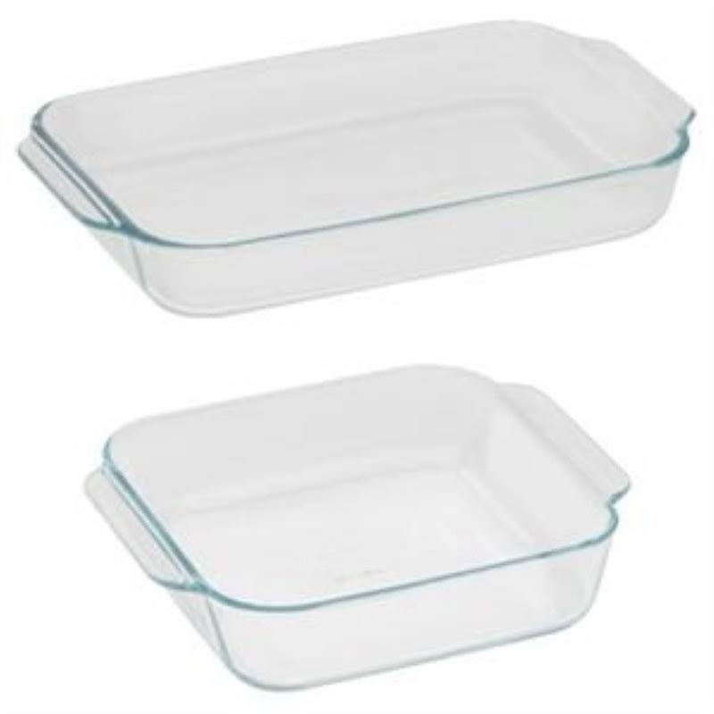 Clear Glass 3 Quart Oblong Square Baking Dishes 2 Piece R3284