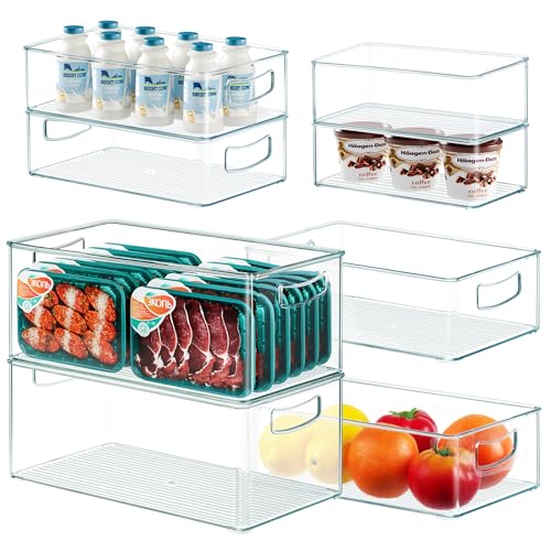 8 PACK Clear Stackable Storage Bins with Side Handles T905