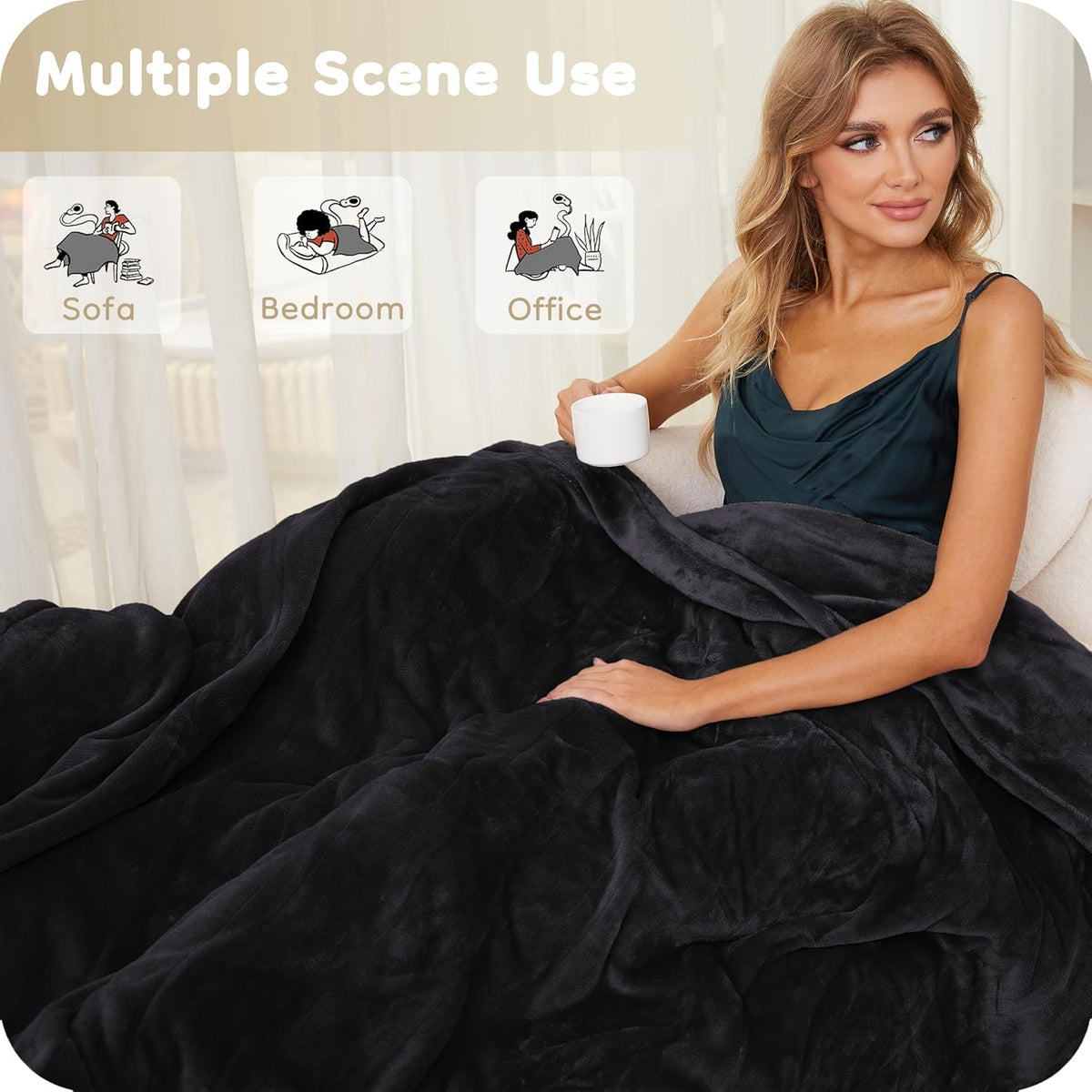72" x 84" Full Size Dark Grey Flannel Heated Blanket R305